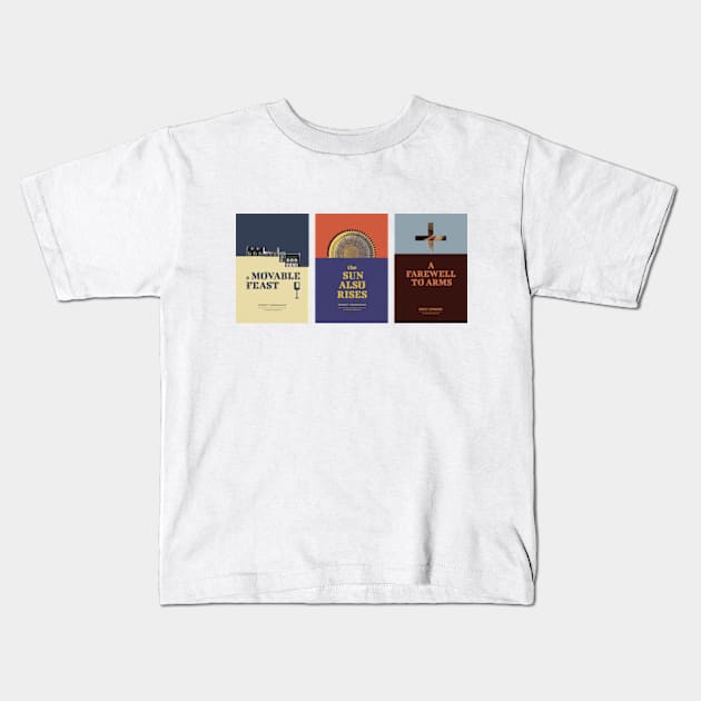 Ernest Hemingway Book Collection Kids T-Shirt by Delaserratoyou